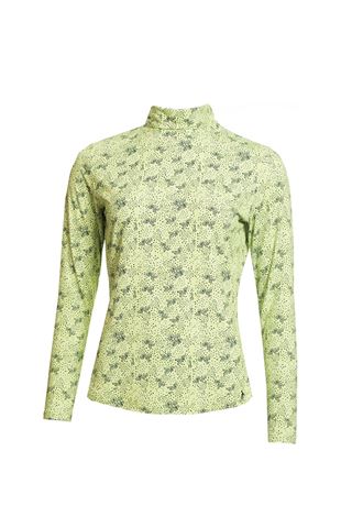 Picture of Green Lamb zns Ladies Regina Printed Roll Neck - Lime /Navy