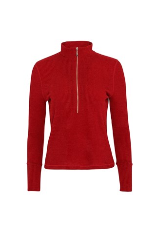 Picture of Swing out Sister zns Ladies Evelyn 1/4 Zip Turtle Neck Sweater - Chilli Red
