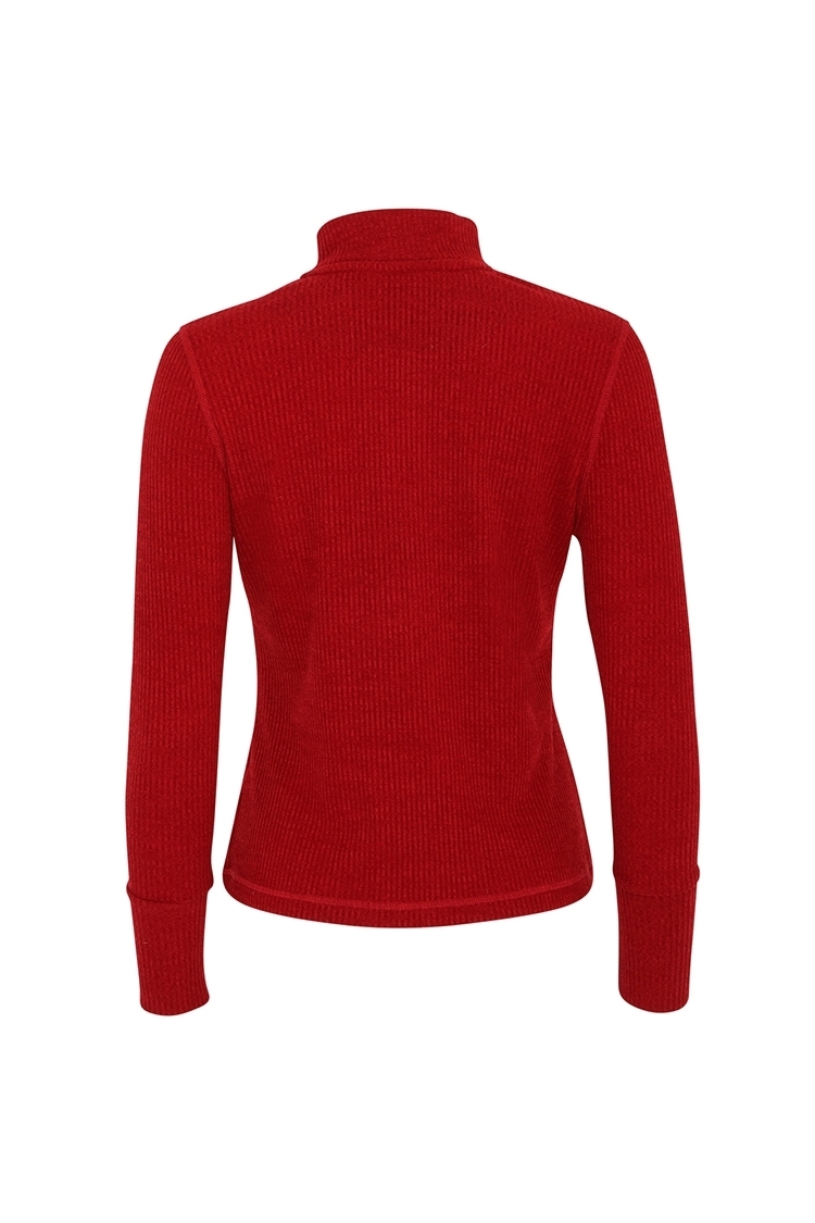 Picture of Swing out Sister zns Ladies Evelyn 1/4 Zip Turtle Neck Sweater - Chilli Red