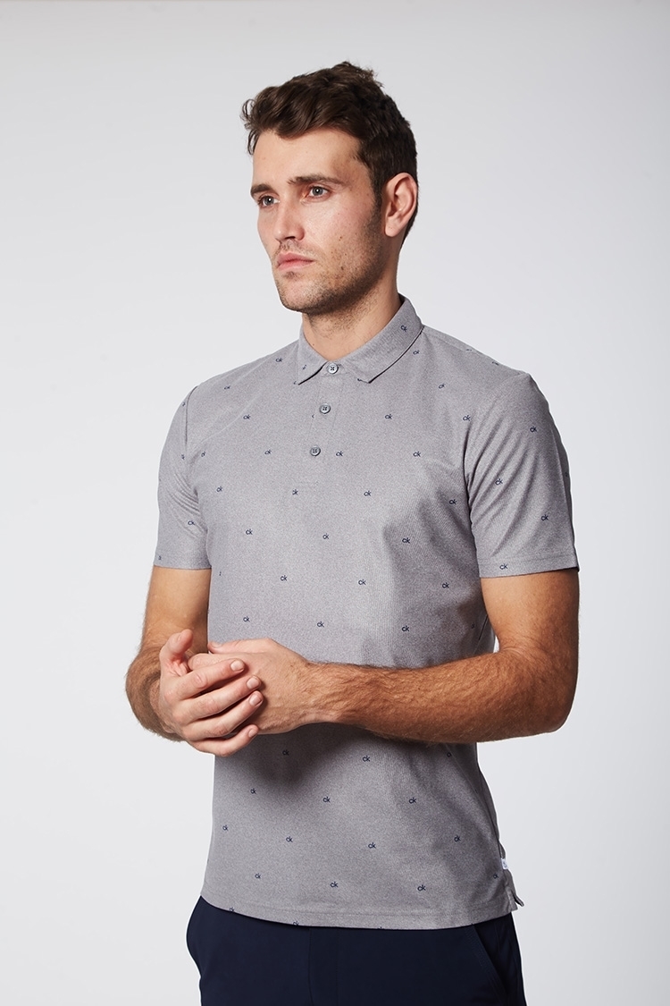 Picture of Calvin Klein Men's Golf Monogram Polo Shirt - Grey Marl