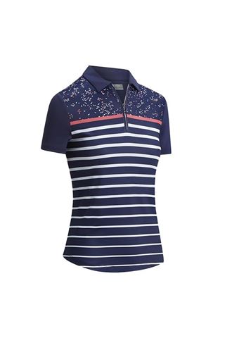 Picture of Callaway zns Ladies Confetti Print Polo with Stripes Top - Peacoat 410