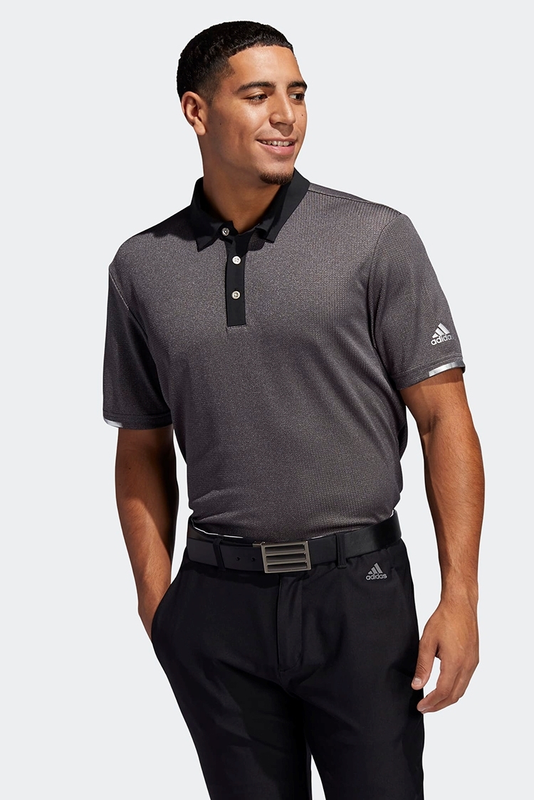 Picture of adidas Men's Heat Ready Base Polo Shirt - Black Melange / Black