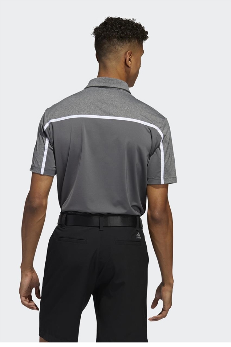 Picture of adidas zns  Men's Ultimate 365 3 Stripe Polo Shirt - Grey Five / Black Melange
