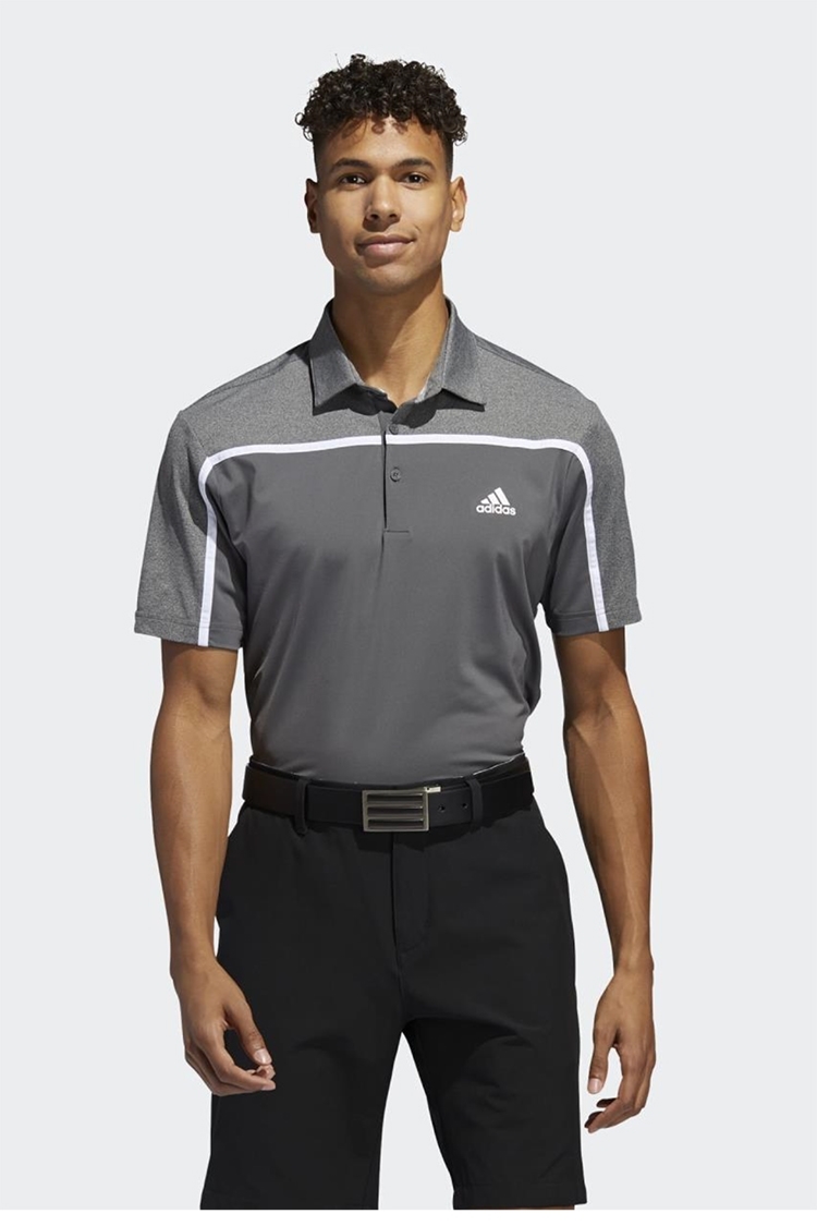 Picture of adidas zns  Men's Ultimate 365 3 Stripe Polo Shirt - Grey Five / Black Melange
