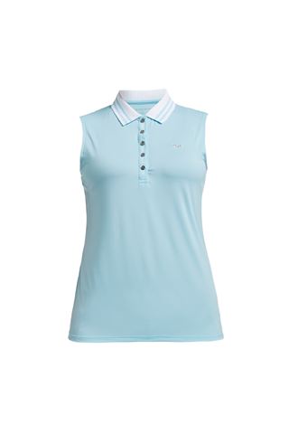 Picture of Rohnisch zns Ladies Stripe Sleeveless Polo Shirt - Cool Blue