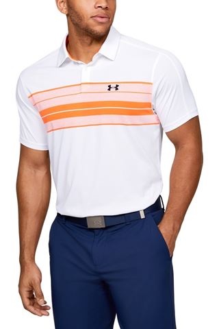 Picture of Under Armour zns UA Men's Vanish Chest Stripe Polo Shirt - White 100