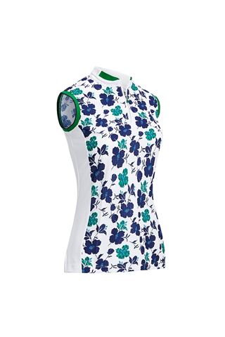 Picture of Callaway zns Ladies Sleeveless Flower Print Polo Shirt - Brilliant White