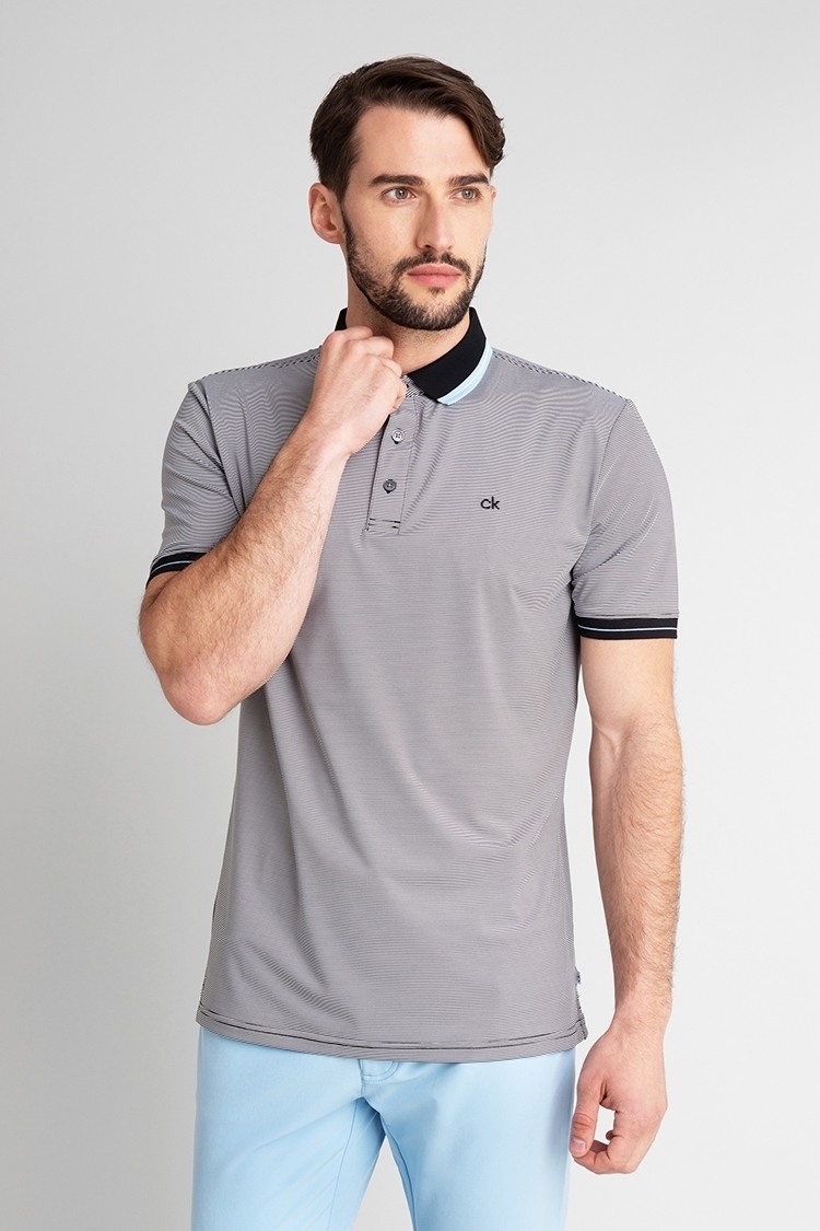 Picture of Calvin Klein Men's Blade Polo Shirt - Black / White - XXL Only