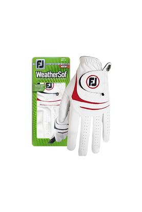 Show details for Footjoy Men's Weather Sof Golf Gloves - White / Red