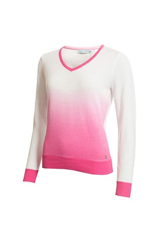 Picture of Green Lamb zns Ladies Gail Ombre V Neck Sweater - White / Orchid
