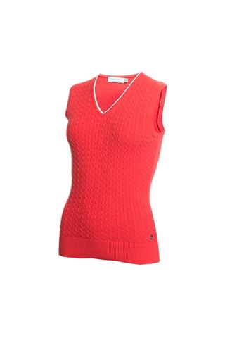 Picture of Green Lamb zns Ladies Georgette Cable Slipover - Red