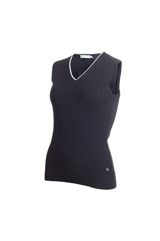 Picture of Green Lamb zns  Ladies Georgette Cable Slipover - Navy