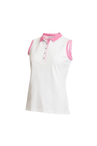 Picture of Green Lamb zns Ladies Pam Jersey Club Sleeveless Polo Shirt - White / Orchid