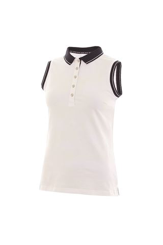 Picture of Green Lamb zns Ladies Pam Jersey Club Sleeveless Polo Shirt - White / Navy