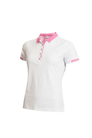 Picture of Green Lamb zns Ladies Paige Jersey Club Polo Shirt - White / Orchid