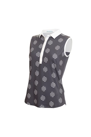 Picture of Green Lamb zns Ladies Eden Sleeveless Back Panel Polo Shirt - Navy Spot UK18 Only