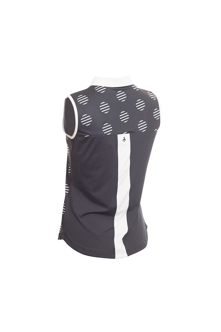 Picture of Green Lamb zns Ladies Eden Sleeveless Back Panel Polo Shirt - Navy Spot UK18 Only
