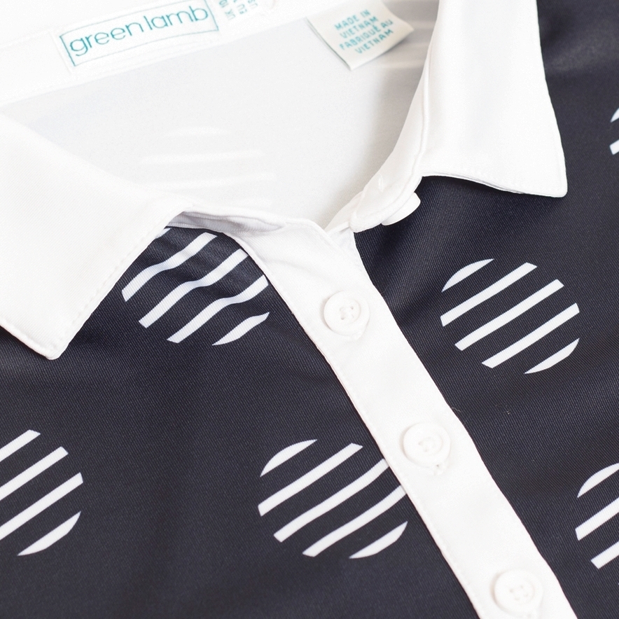 Picture of Green Lamb zns Ladies Eden Sleeveless Back Panel Polo Shirt - Navy Spot UK18 Only