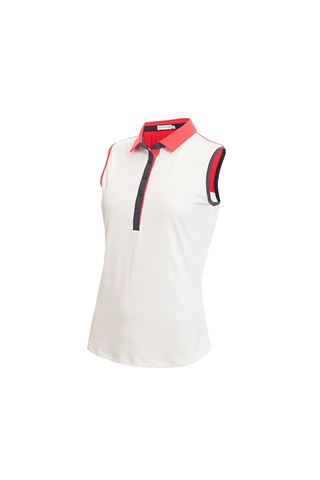 Picture of Green Lamb zns Ladies Eden Sleeveless Back Panel Polo Shirt - White / Red