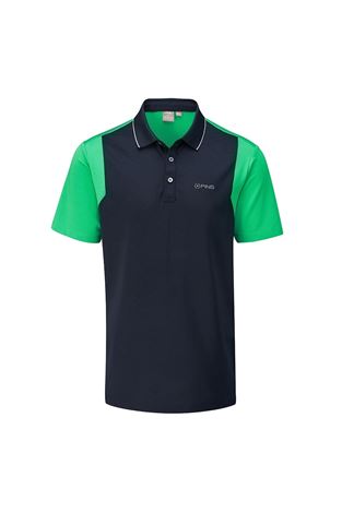 Show details for Ping Vista Men's Golf Polo Shirt - Navy / Grasshopper Green