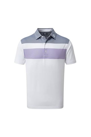 Picture of Footjoy zns  Double Block Birdseye Pique Polo Shirt - White / Purple / Blue