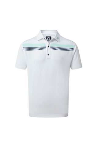 Picture of Footjoy zns Stretch Pique Chestband Polo Shirt - White / Mint / Blue