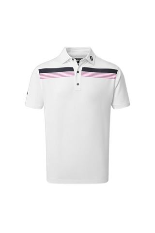 Picture of Footjoy zns  Stretch Pique Chestband Polo Shirt - White / Navy / Berry