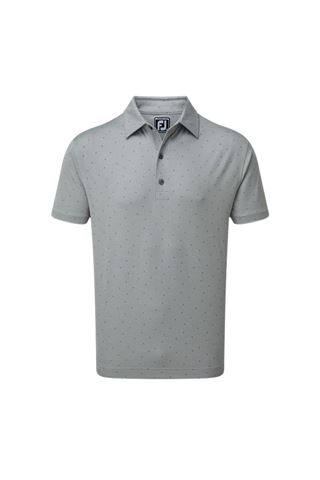 Picture of Footjoy ZNS Stretch Pique with FJ Print Polo Shirt - Heather Grey / Royal Blue