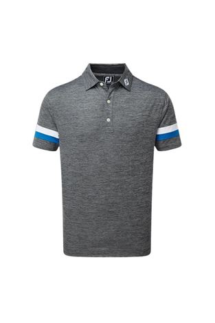 Show details for Footjoy Smooth Pique Spacedye with Sleevebands Polo Shirt - Black / White / Royal