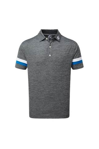 Picture of Footjoy Smooth Pique Spacedye with Sleevebands Polo Shirt - Black / White / Royal