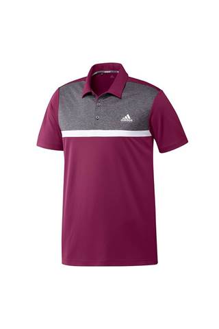 Picture of adidas Golf Men's Colourblock Novelty Polo Shirt - Power Berry / Black Melange