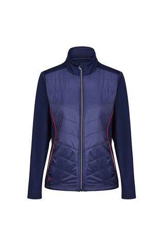 Picture of Island Green ZNS Ladies Quilted Jacket- Navy Marl / Raspberry