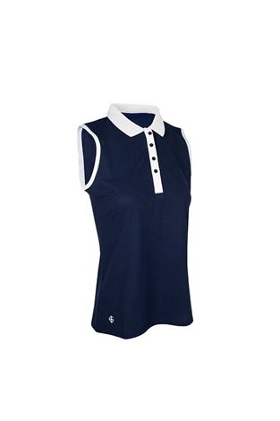 Show details for Island Green Sleeveless Polo Honeycomb - Navy white