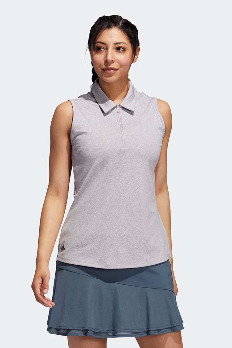 Picture of adidas Golf Women's Jacquard Sleeveless Polo Shirt - Glory Grey