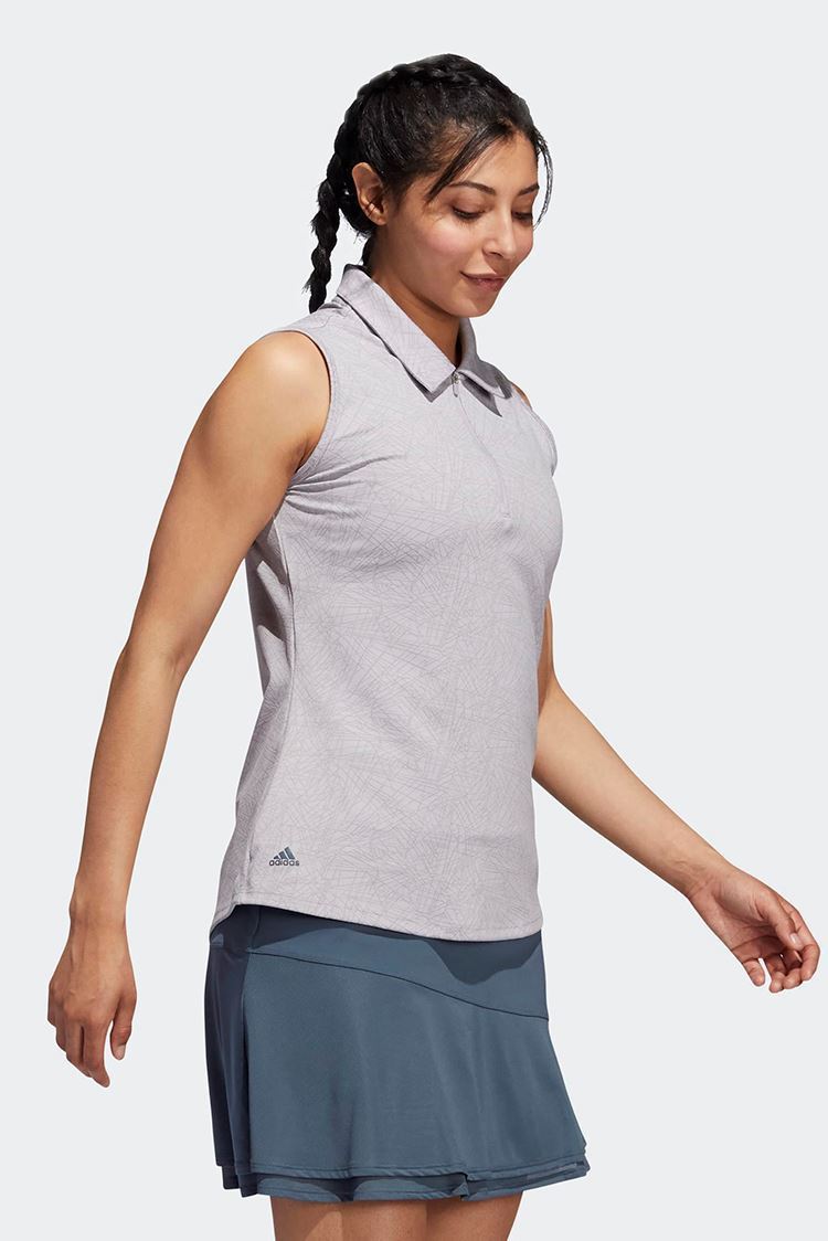 Picture of adidas Golf Women's Jacquard Sleeveless Polo Shirt - Glory Grey
