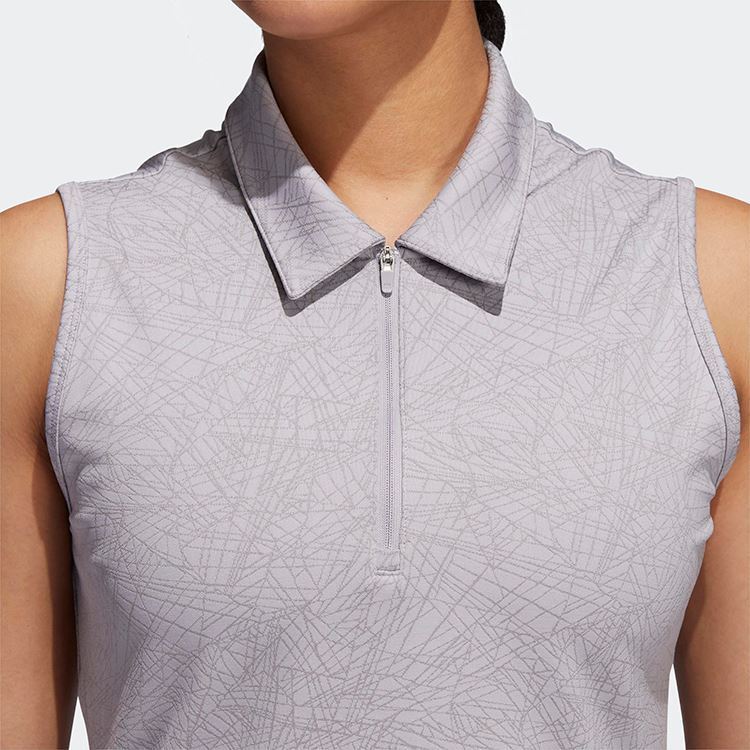 Picture of adidas Golf Women's Jacquard Sleeveless Polo Shirt - Glory Grey