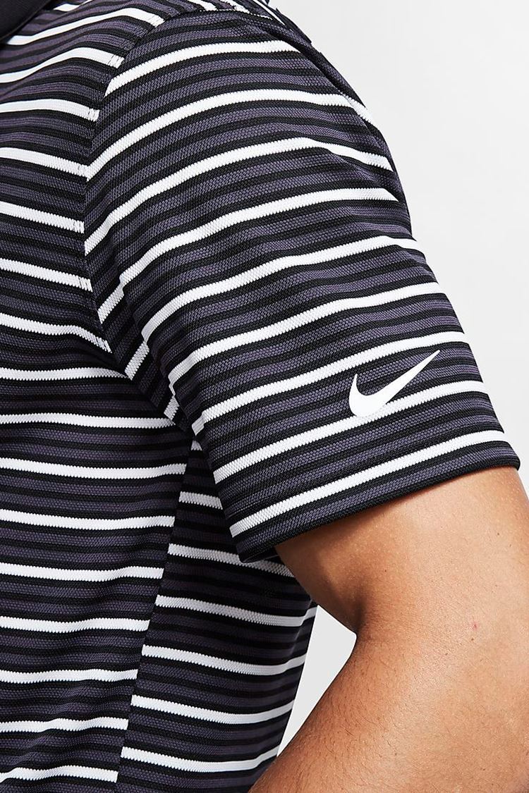 Picture of Nike Golf zns Men's Dri-Fit Victory Striped Polo Shirt - Black / Gridiron / White 010
