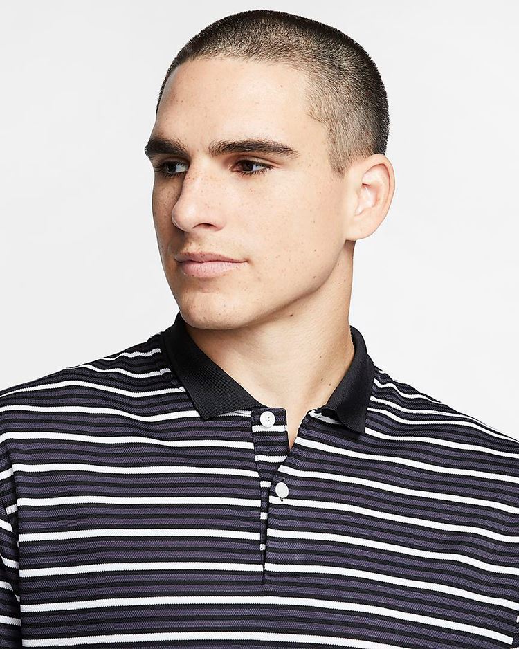 Picture of Nike Golf zns Men's Dri-Fit Victory Striped Polo Shirt - Black / Gridiron / White 010