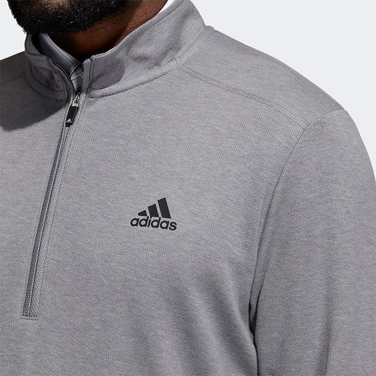 Picture of adidas Men's 3 Stripe 1/4 Zip Sweater - Grey Three Melange