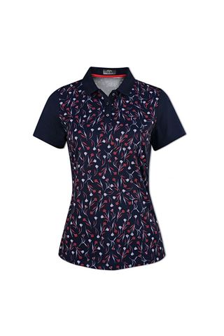 Picture of Callaway zns Ladies Floral Block Polo Shirt - Peacoat