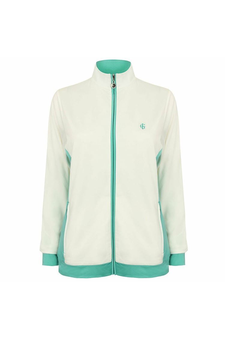 Picture of Island Green ZNS Ladies Zip Through Top - Cerulea/White