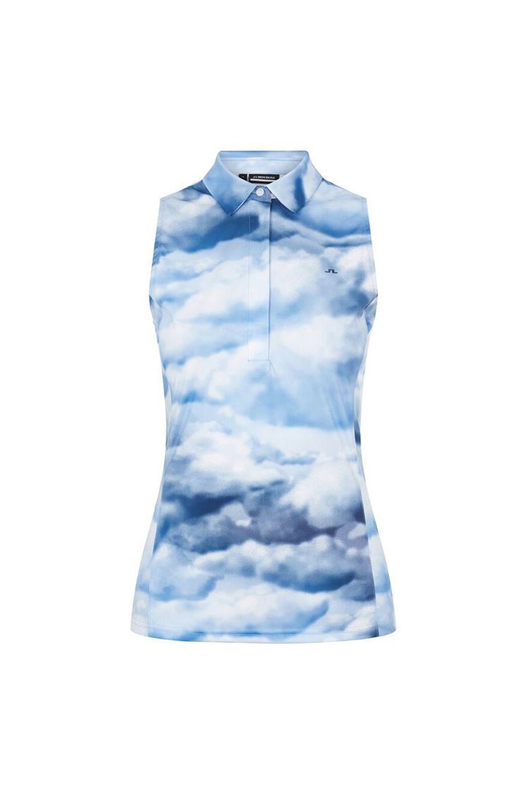 Picture of J.Lindeberg Ladies Dena Sleeveless Golf Top Print - Cloud Midnight / Summer Blue