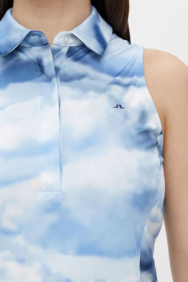 Picture of J.Lindeberg Ladies Dena Sleeveless Golf Top Print - Cloud Midnight / Summer Blue