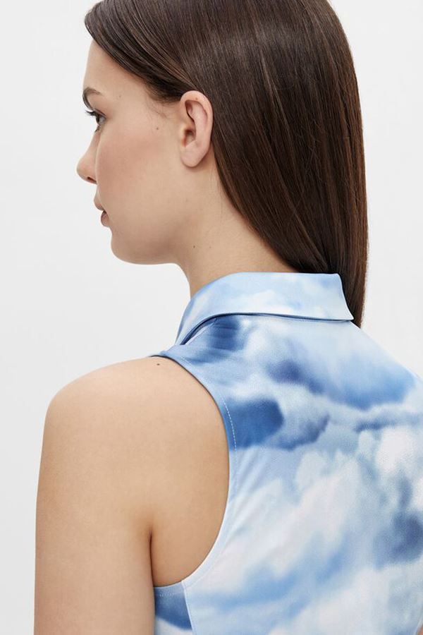 Picture of J.Lindeberg Ladies Dena Sleeveless Golf Top Print - Cloud Midnight / Summer Blue