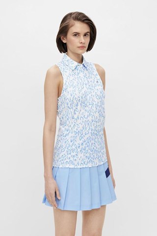 Picture of J.Lindeberg zns Ladies Dena Sleeveless Golf Top Print - Animal Blue White