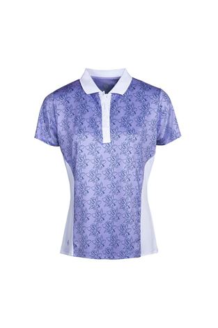 Show details for Island Green Ladies Freesia Print Short Sleeve Polo Shirt - Lavender / White