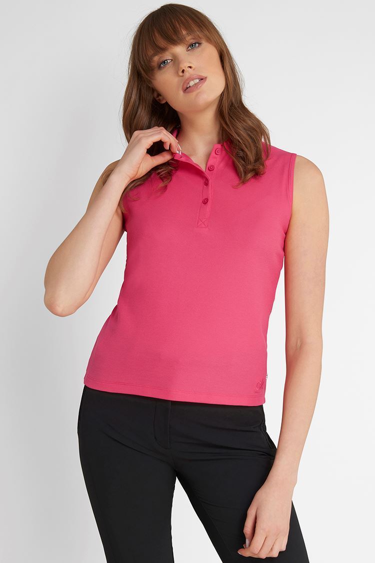 Picture of Calvin Klein Ladies Performance Sleeveless Pique Polo Shirt - Jete - XS Only