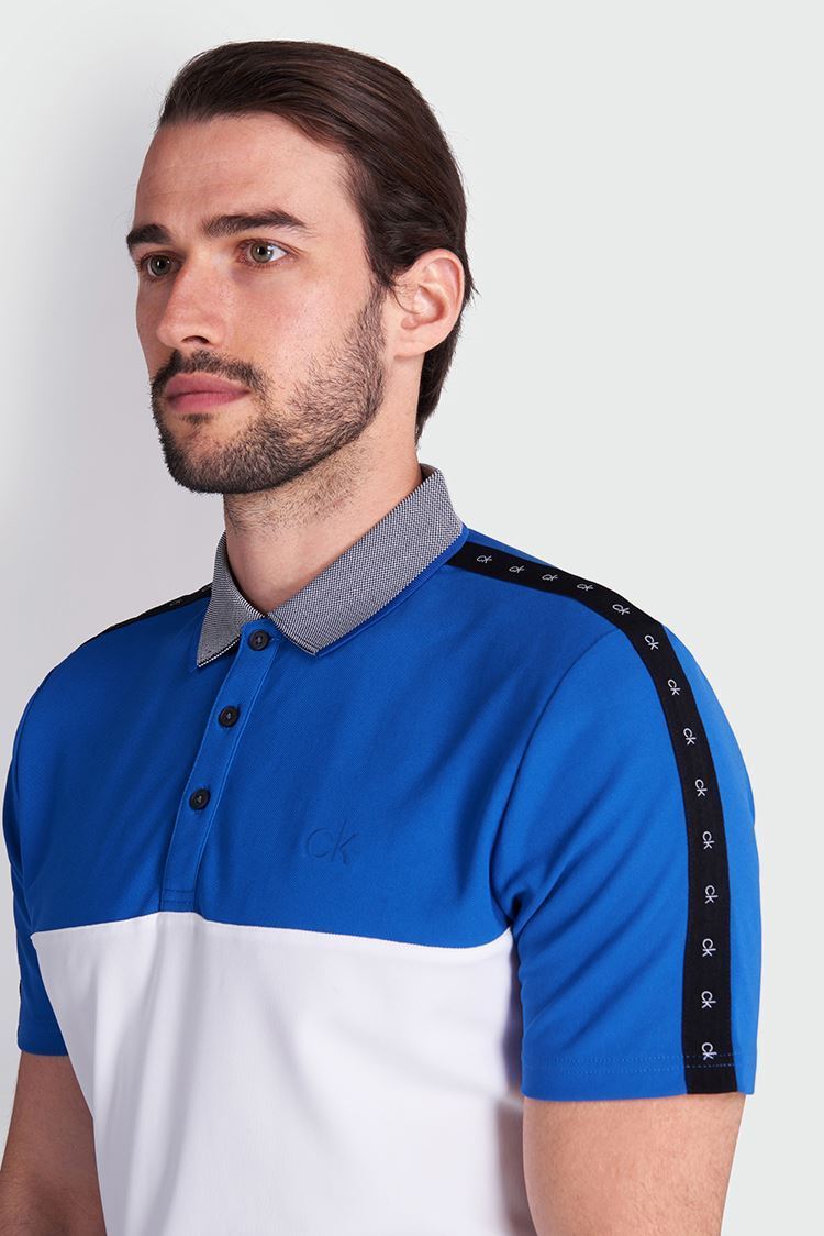 Picture of Calvin Klein Men's Trevino Polo Shirt - White / Nautical Blue - Medium Only