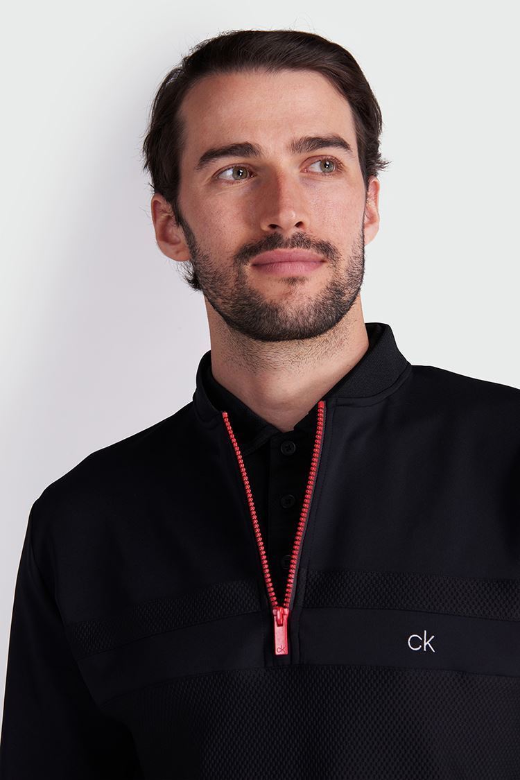 Picture of Calvin Klein Men's Braid Half Zip Sweater - Black - XL ONLY