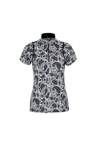 Picture of Swing out Sister zns Ladies Roma Pattern Cap Sleeve Polo Shirt - White Paisley